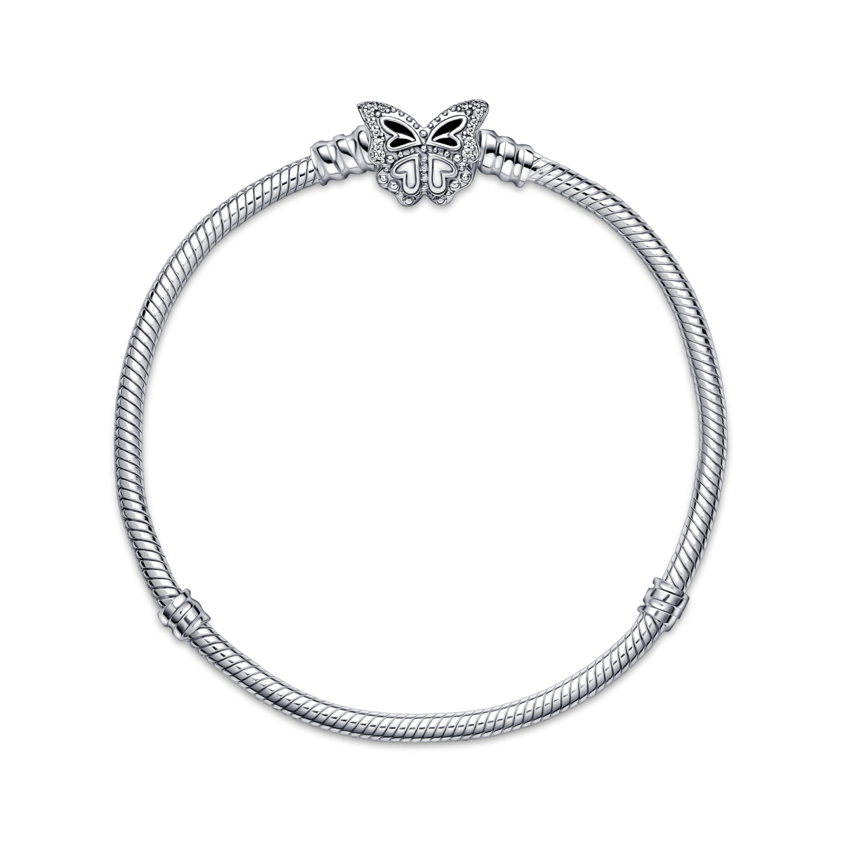 Pandora Moments 590782C01 zilveren armband met vlinder sluiting en zirkonia's
