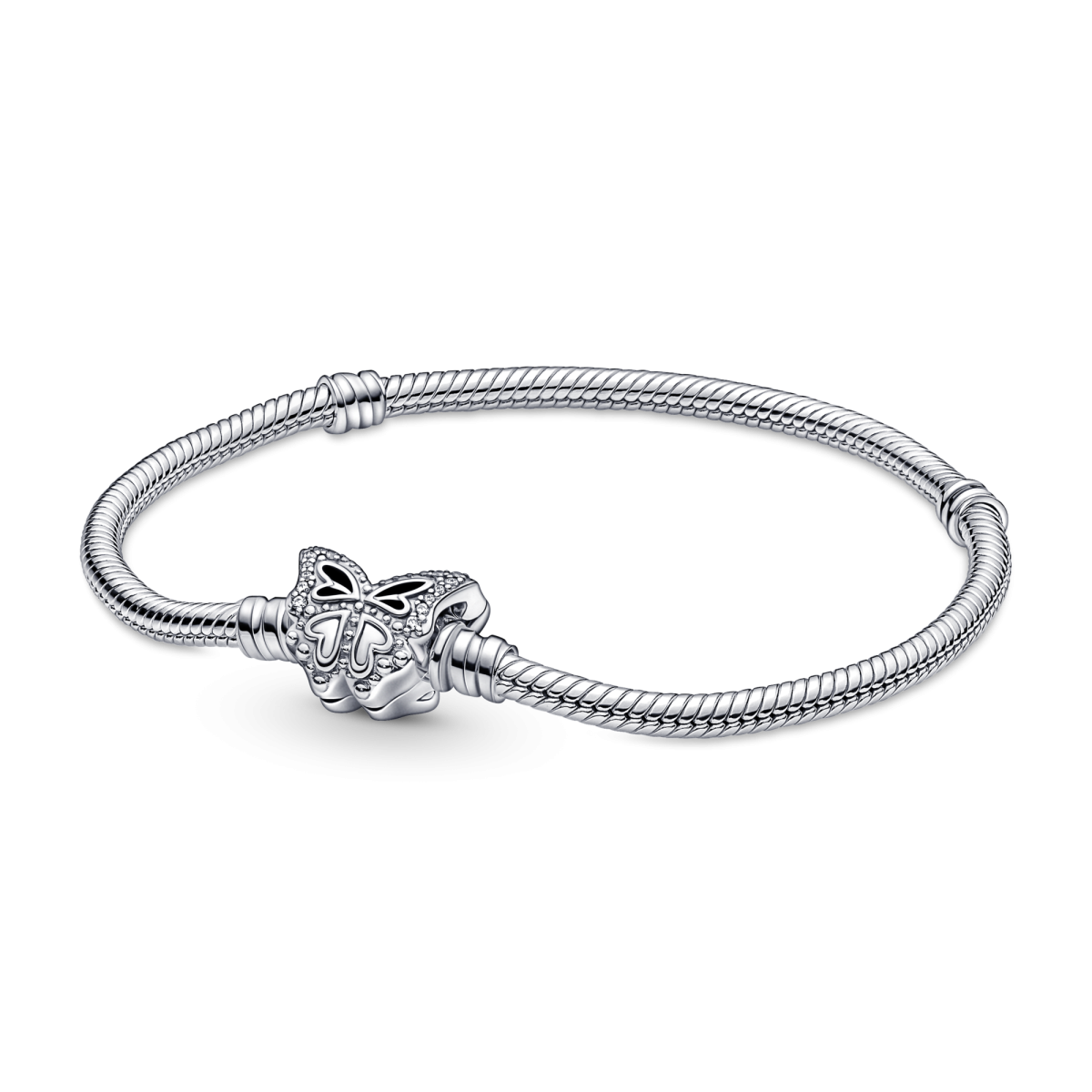 Pandora Moments 590782C01 zilveren armband met vlinder sluiting en zirkonia's