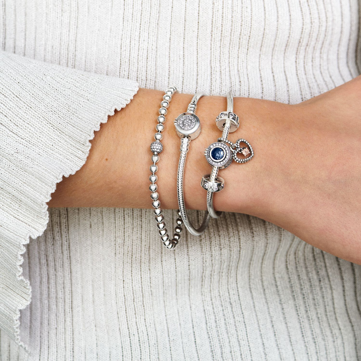 Pandora Moments 599046C01 zilveren snake chain schakelarmband met zirkonia's