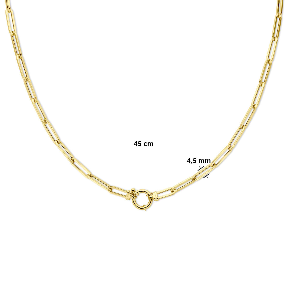 14-karaat gouden paperclip ketting 4.5 mm vierkante buis - Lengte 45 cm 