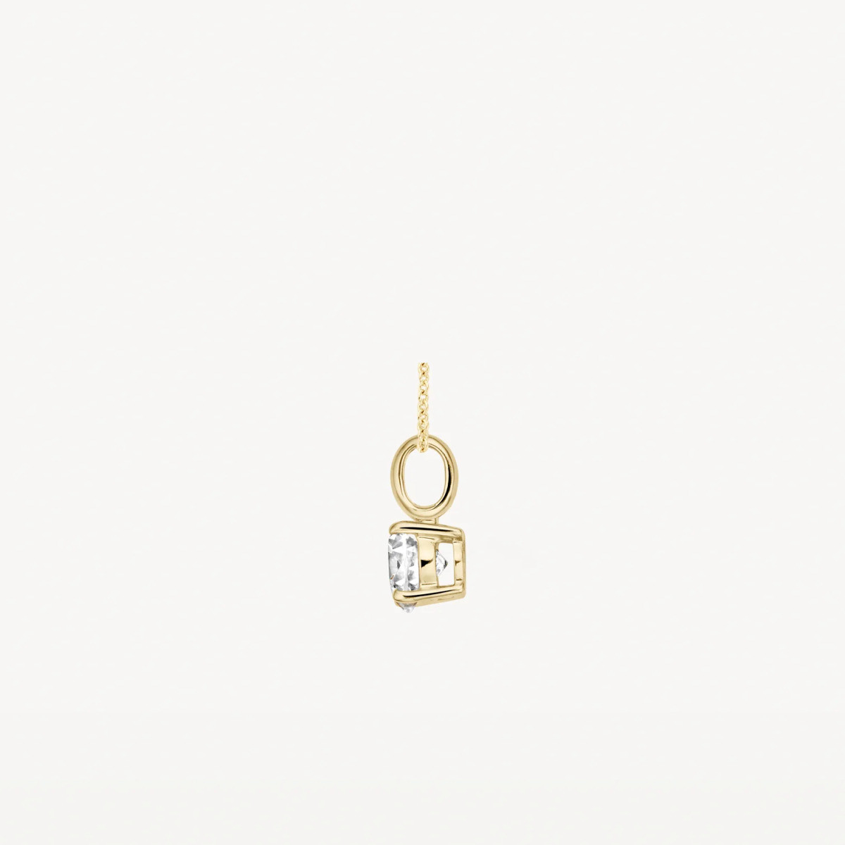 Blush 6053YZI gouden hanger met ronde transparante zirkonia 5 mm - Hoogte 9.7 mm