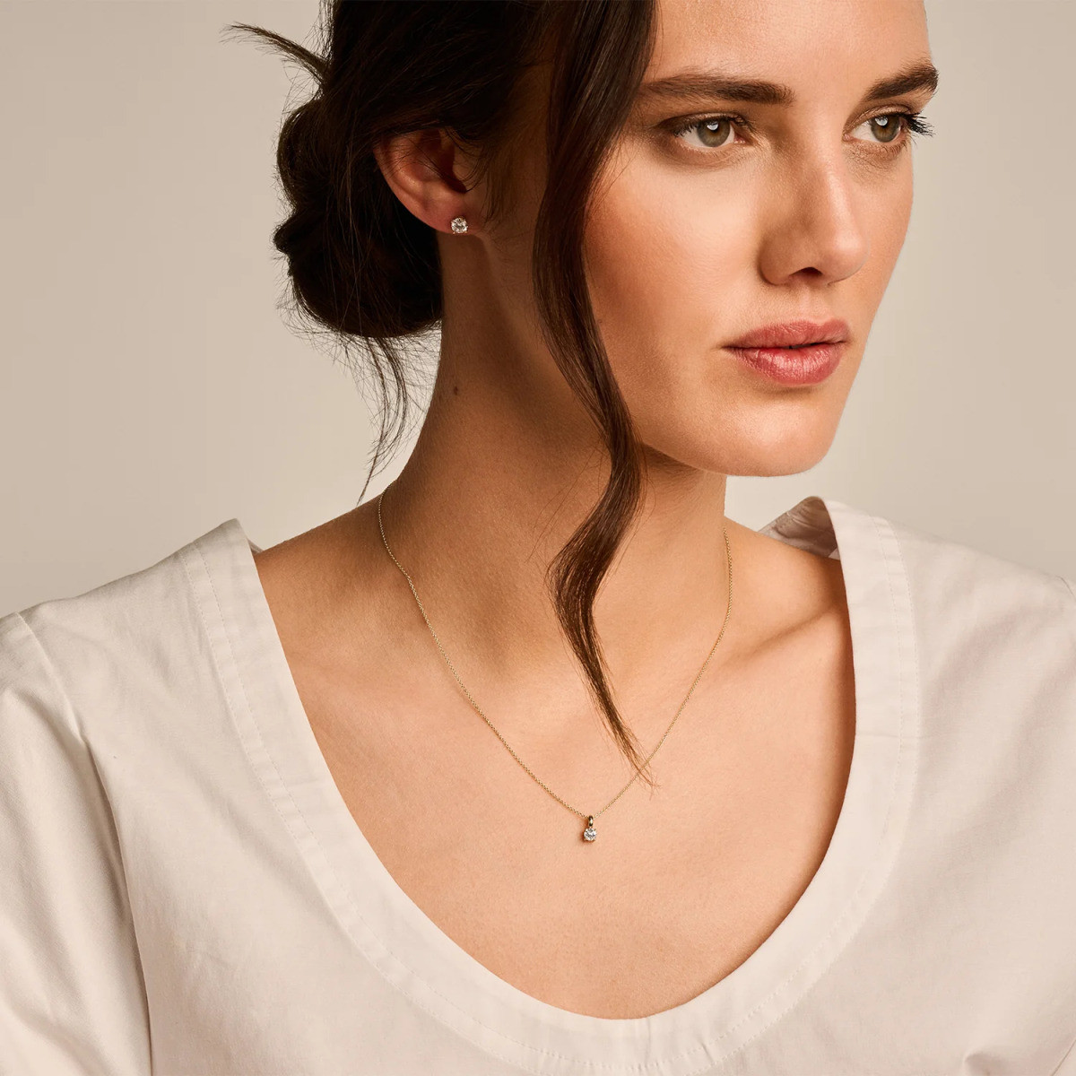 Blush 6092YZI gouden hanger met ronde zirkonia steen 3.8 mm - Hoogte 8.6 mm