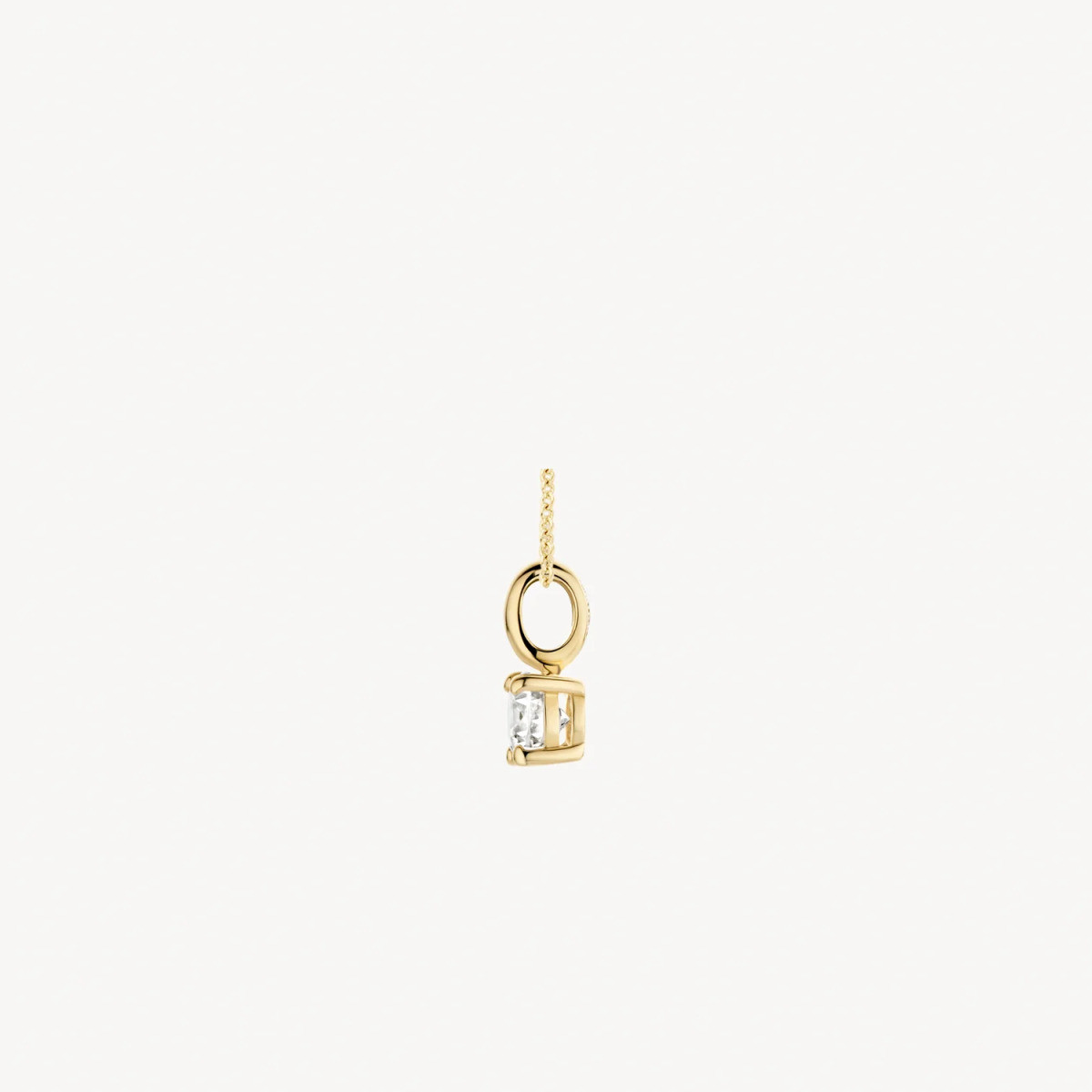 Blush 6092YZI gouden hanger met ronde zirkonia steen 3.8 mm - Hoogte 8.6 mm