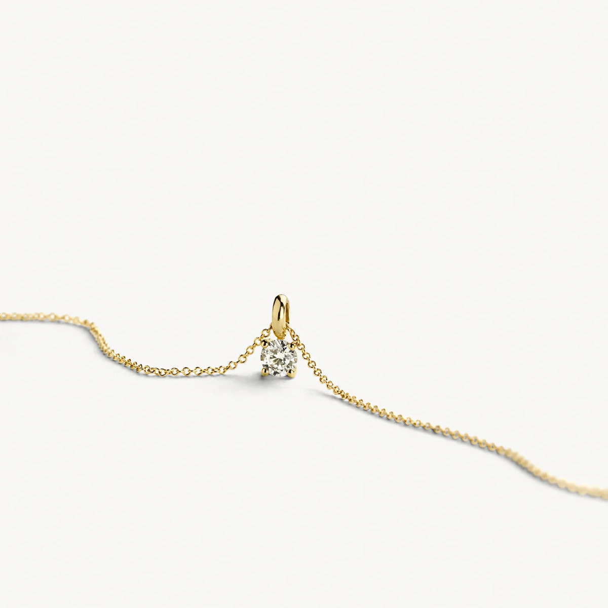 Blush 6092YZI gouden hanger met ronde zirkonia steen 3.8 mm - Hoogte 8.6 mm