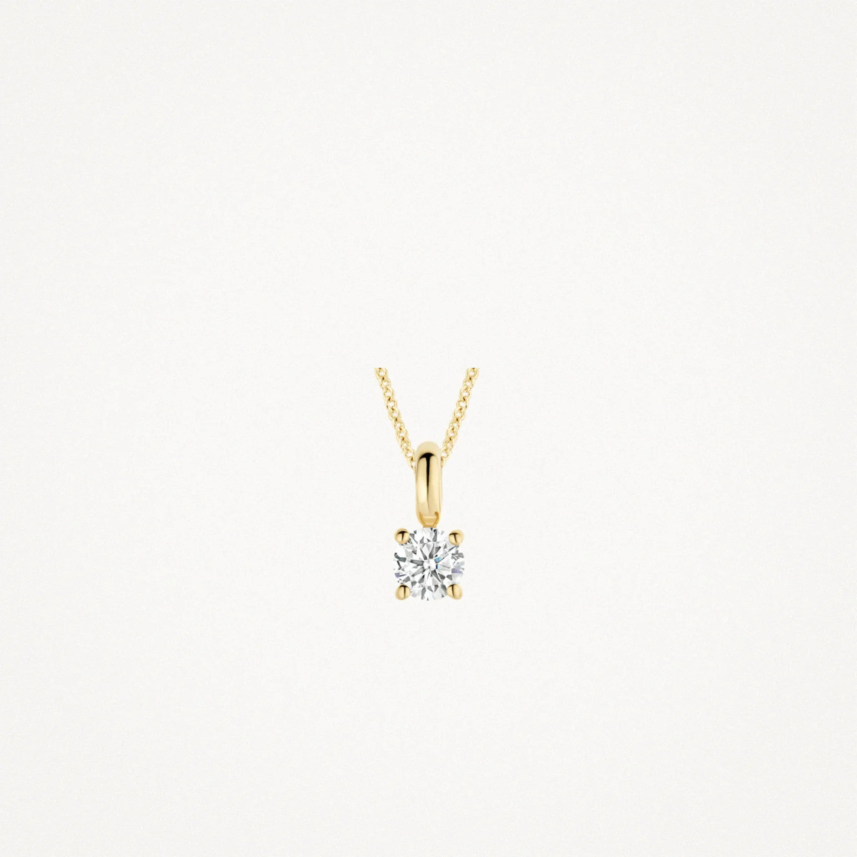 Blush 6092YZI gouden hanger met ronde zirkonia steen 3.8 mm - Hoogte 8.6 mm