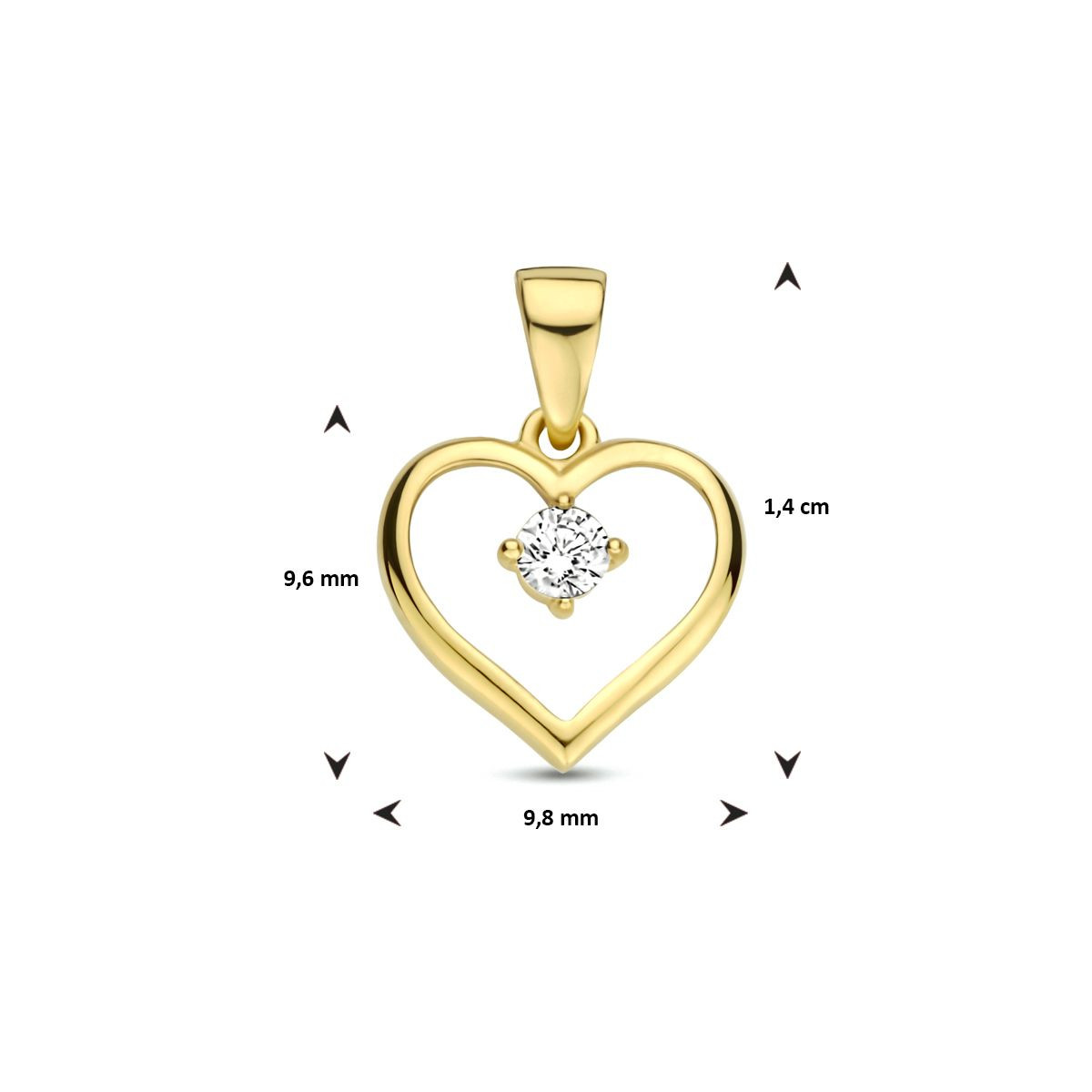 Gouden hanger hart met zirkonia