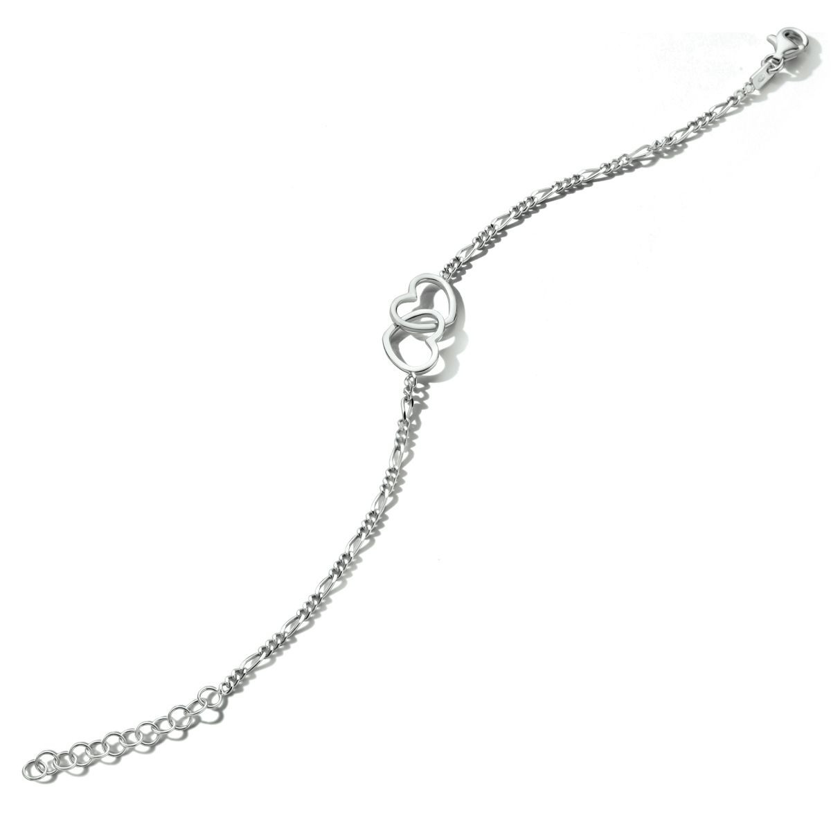 Zilveren hartjes armband 16 - 19 cm