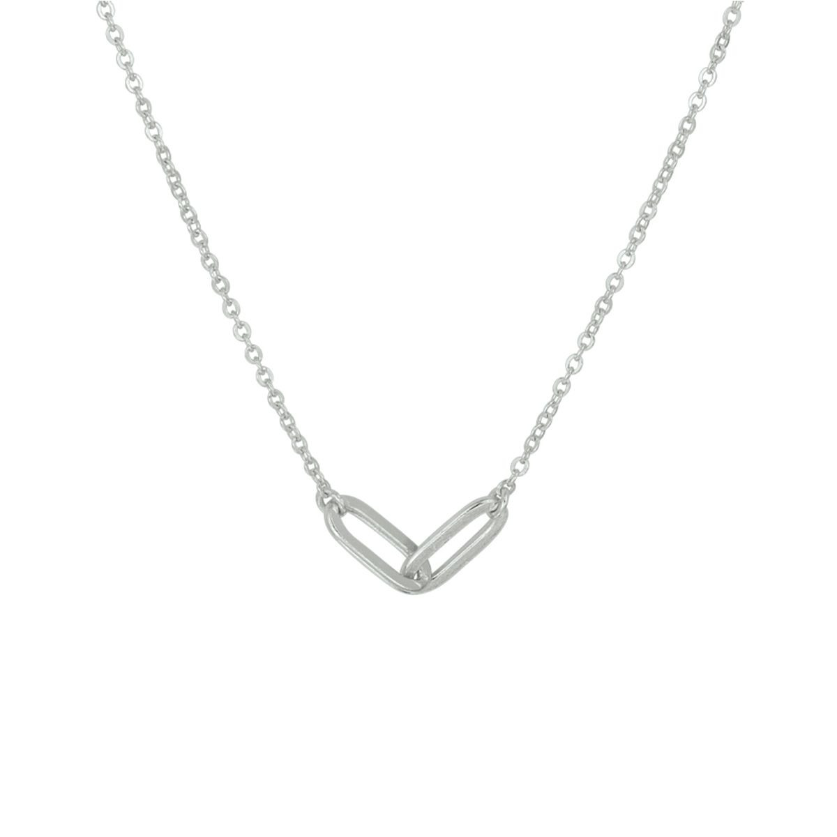 Gerhodineerd zilveren paperclip ketting 