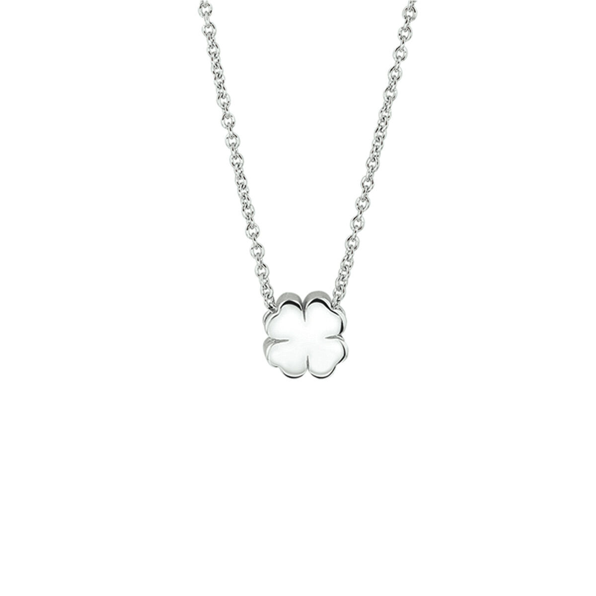 Zilveren klavertje vier ketting 8 mm