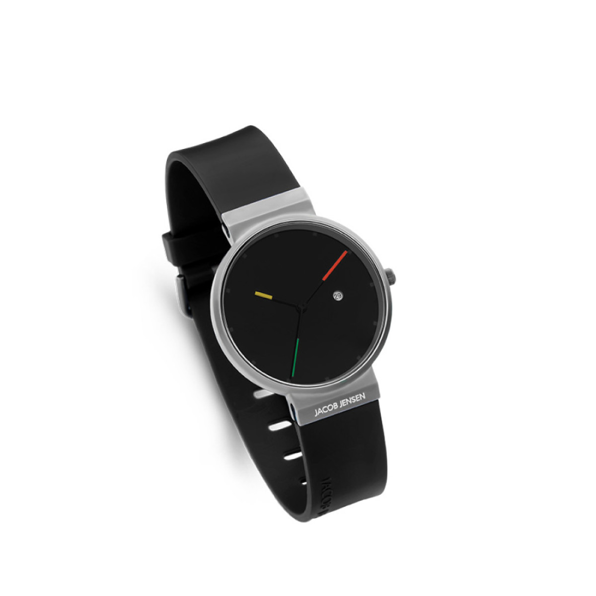 Jacob Jensen Titanium 647 herenhorloge van grijs titanium met zwarte wijzerplaat Ø 35 mm