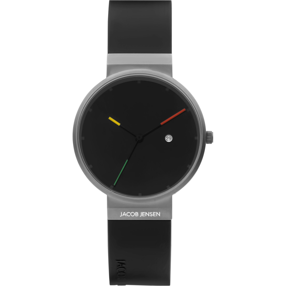 Jacob Jensen Titanium 647 herenhorloge van grijs titanium met zwarte wijzerplaat Ø 35 mm