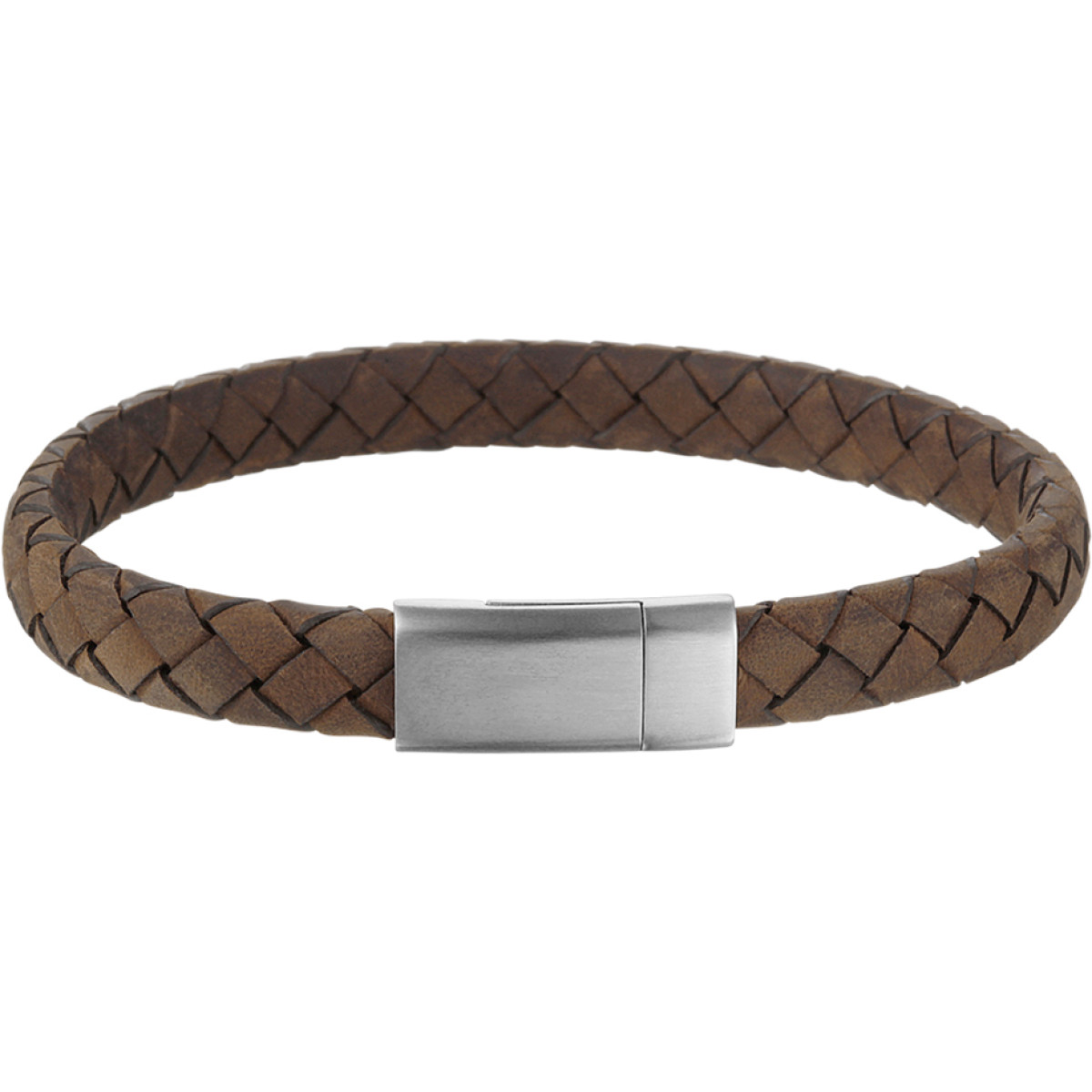 Heren armband bruin smal 21 cm