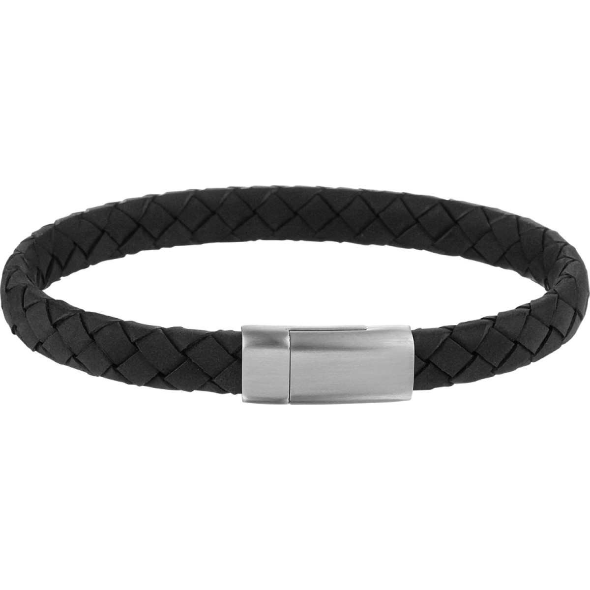 Heren armband zwart smal 21 cm lang