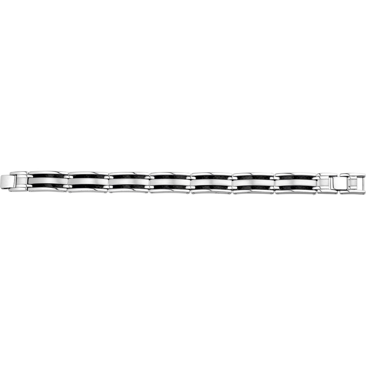 Herenarmband van staal en carbon met makkelijk slot
