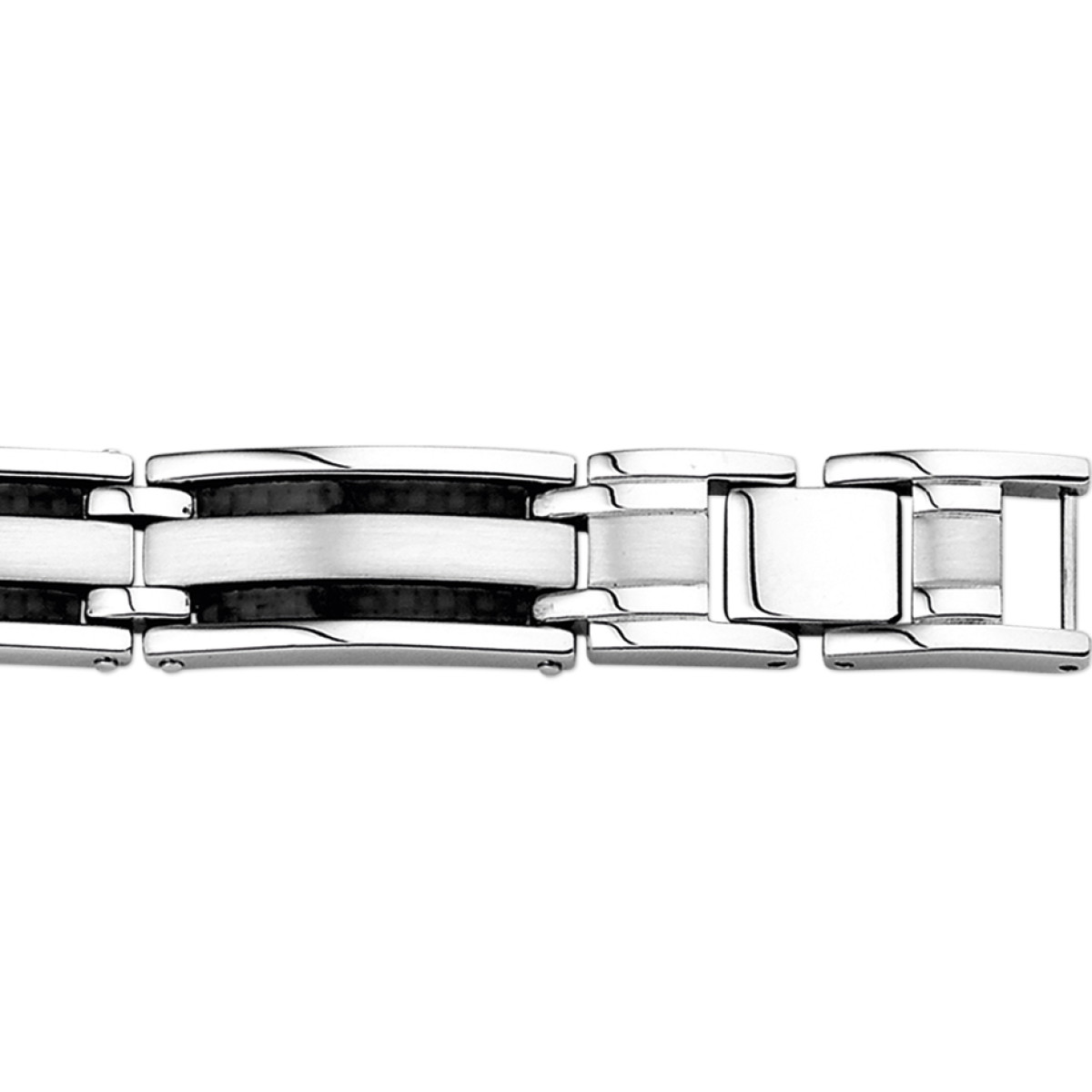 Herenarmband van staal en carbon met makkelijk slot