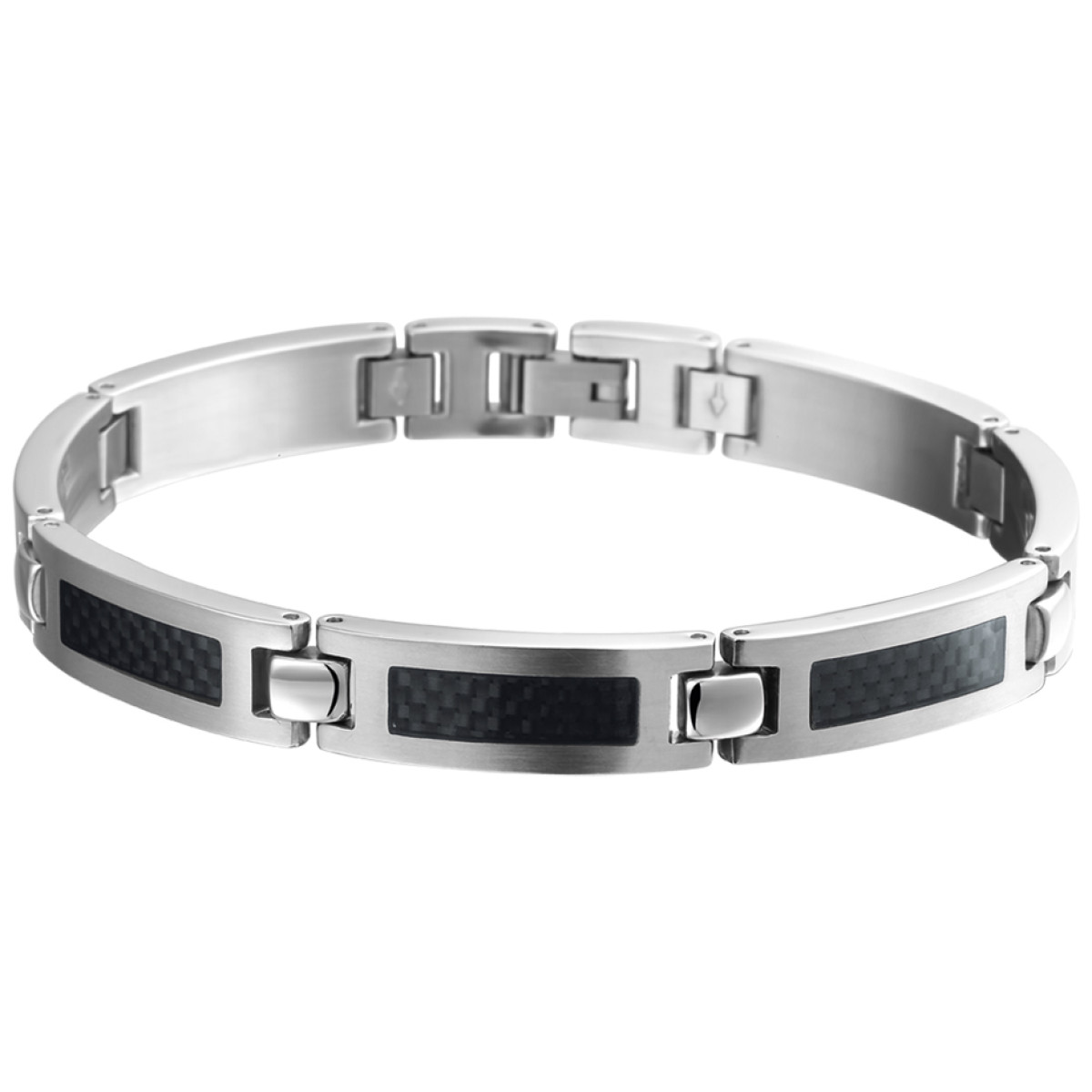 Stoere stalen heren armband van staal met carbon
