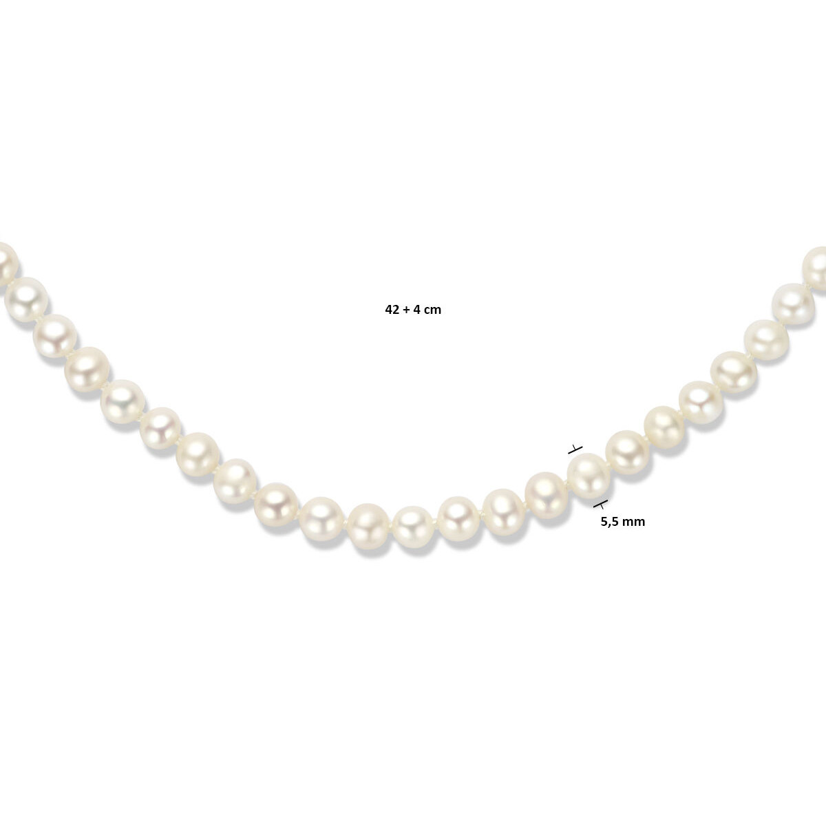 Ketting van zilver met parels 46 cm