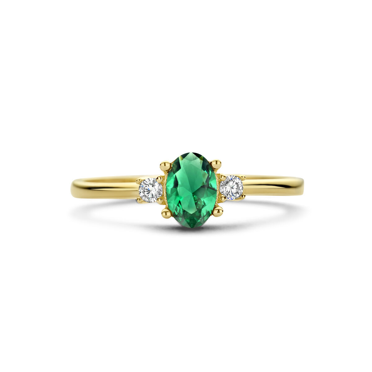 14-Karaat ring met groene zirkonia