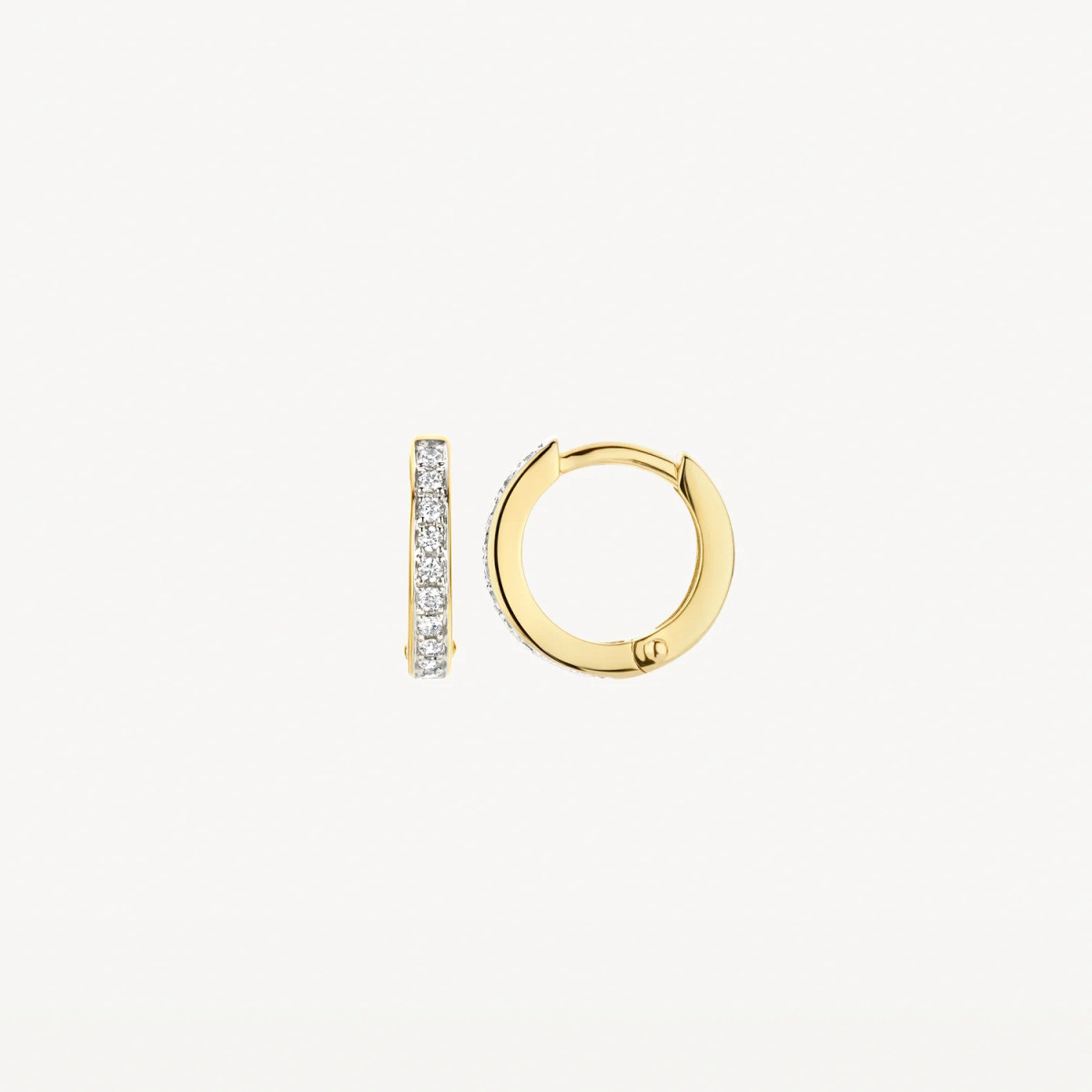 Blush 7129BZI 14-karaat gouden en witgouden oorringen met zirkonia 2 mm breed - Diameter 10 mm