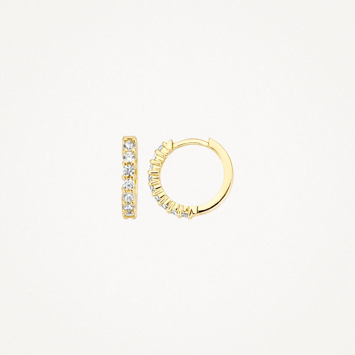 Blush 7134YZI 14-karaat gouden klapoorringen met zirkonia rij 1.9 mm - Diameter 11 mm