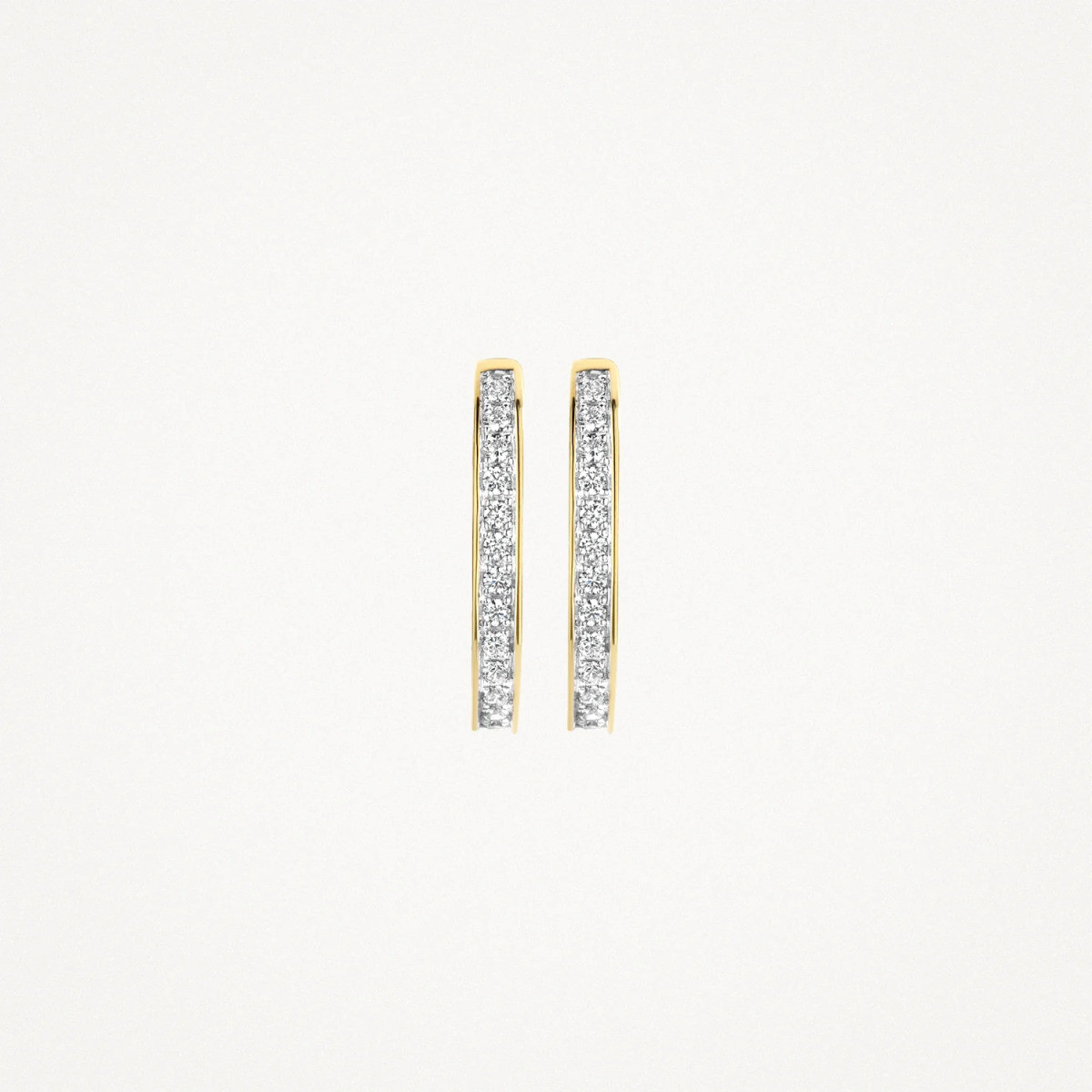 Blush 7234BZI 14-karaat gouden klapoorringen met zirkonia rij en ovale vorm 2 mm - Hoogte 15.5 mm