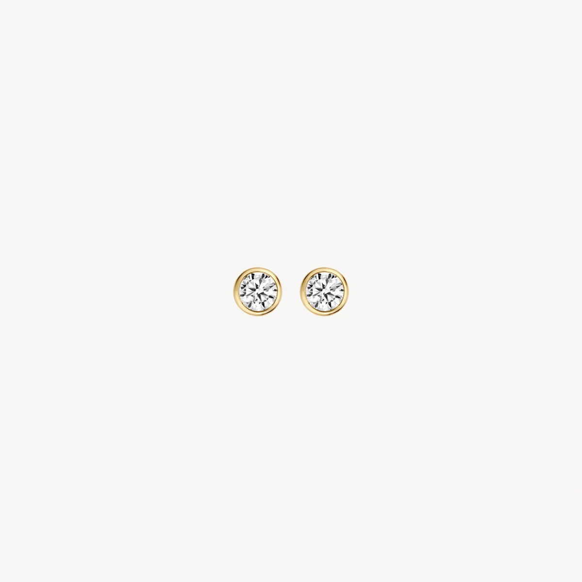 Blush 7256YZI ronde 14-karaat gouden oorknopjes met ronde zirkonia - Diameter 3.8 mm