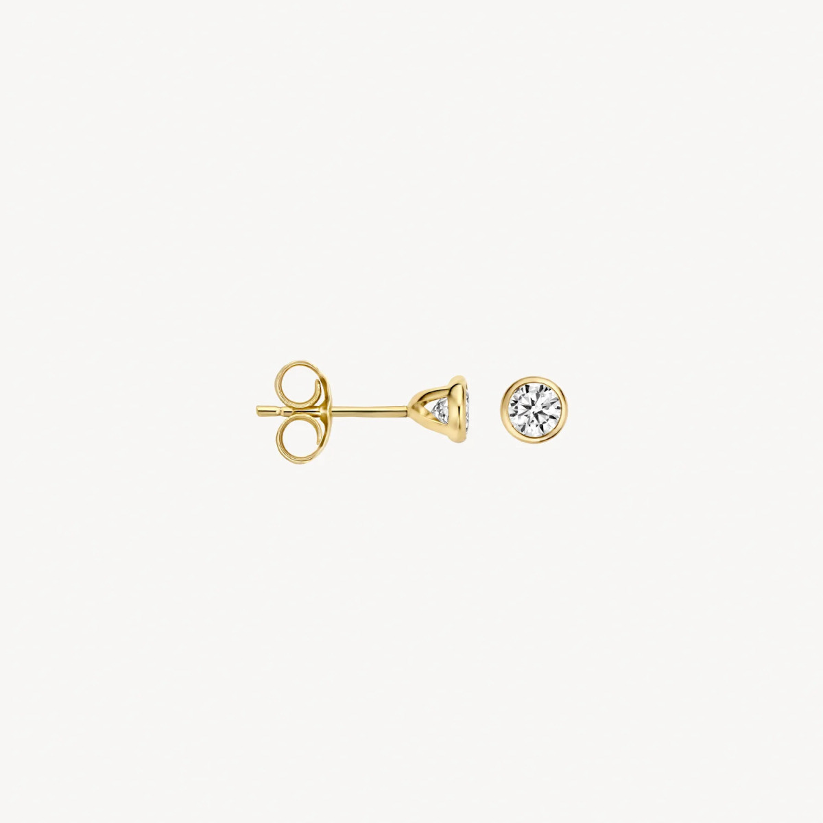 Blush 7256YZI ronde 14-karaat gouden oorknopjes met ronde zirkonia - Diameter 3.8 mm