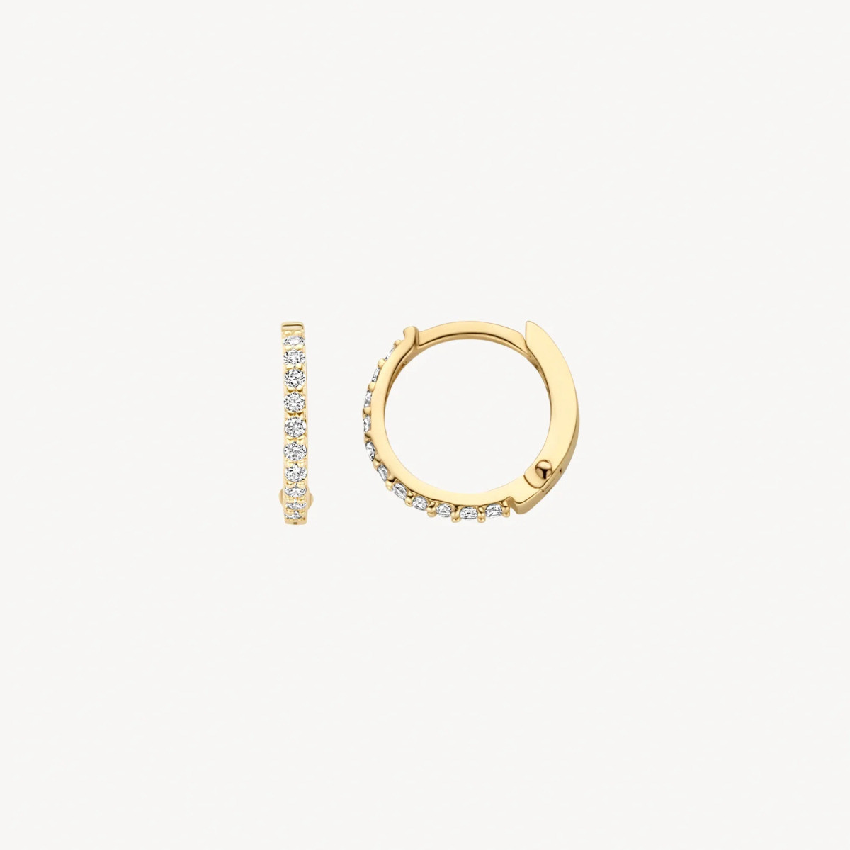 Blush 7269YZI 14-karaat gouden klapoorringen zirkonia 1.2 mm breed - Diameter 11 mm