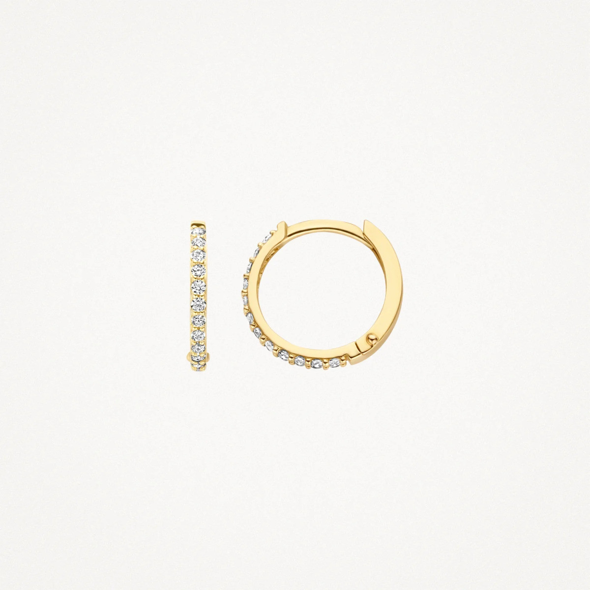 Blush 7270YZI 14-karaat gouden klapoorringen zirkonia's 1.2 mm breed - Diameter 11.5 mm