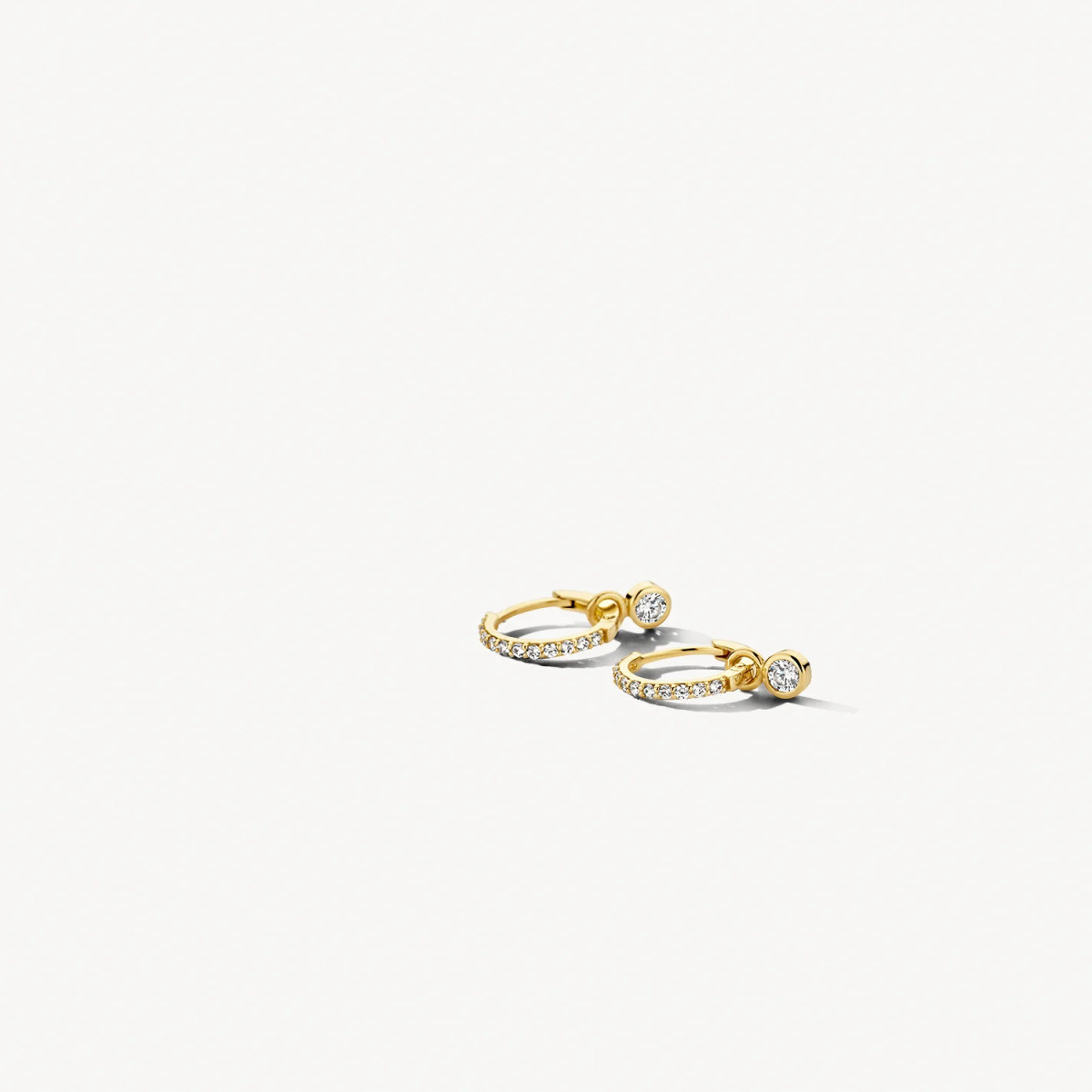 Blush 7270YZI 14-karaat gouden klapoorringen zirkonia's 1.2 mm breed - Diameter 11.5 mm
