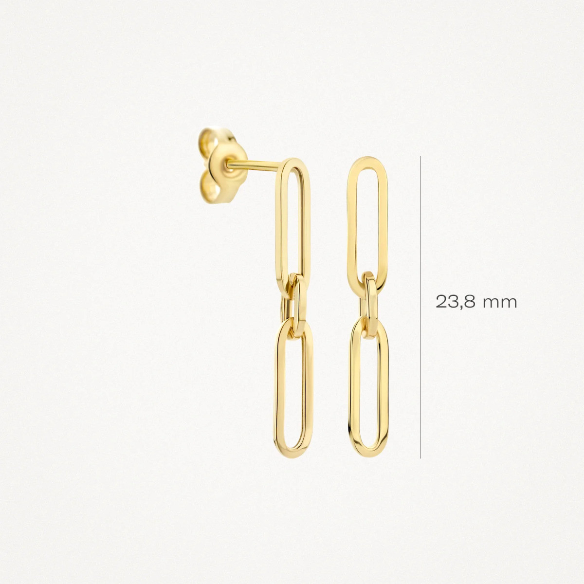 Blush 7275YGO 14-karaat gouden oorhangers met paperclip schakels 4.1 mm breed - Hoogte 24 mm