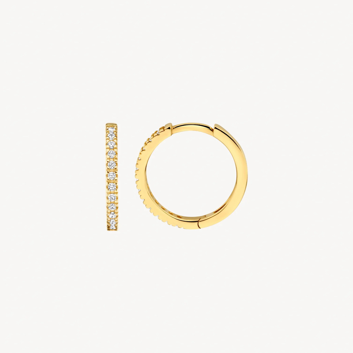 Blush 7309YZI 14-karaat gouden oorringen transparante zirkonia 1.5 mm breed - Diameter 14 mm