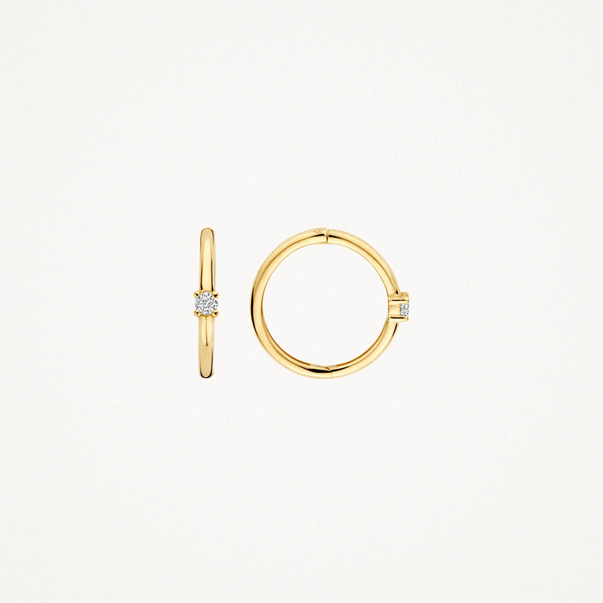 Blush 7367YZI 14-karaat gouden oorringen met briljant geslepen zirkonia 1.1 mm breed - Diameter 11.5 mm
