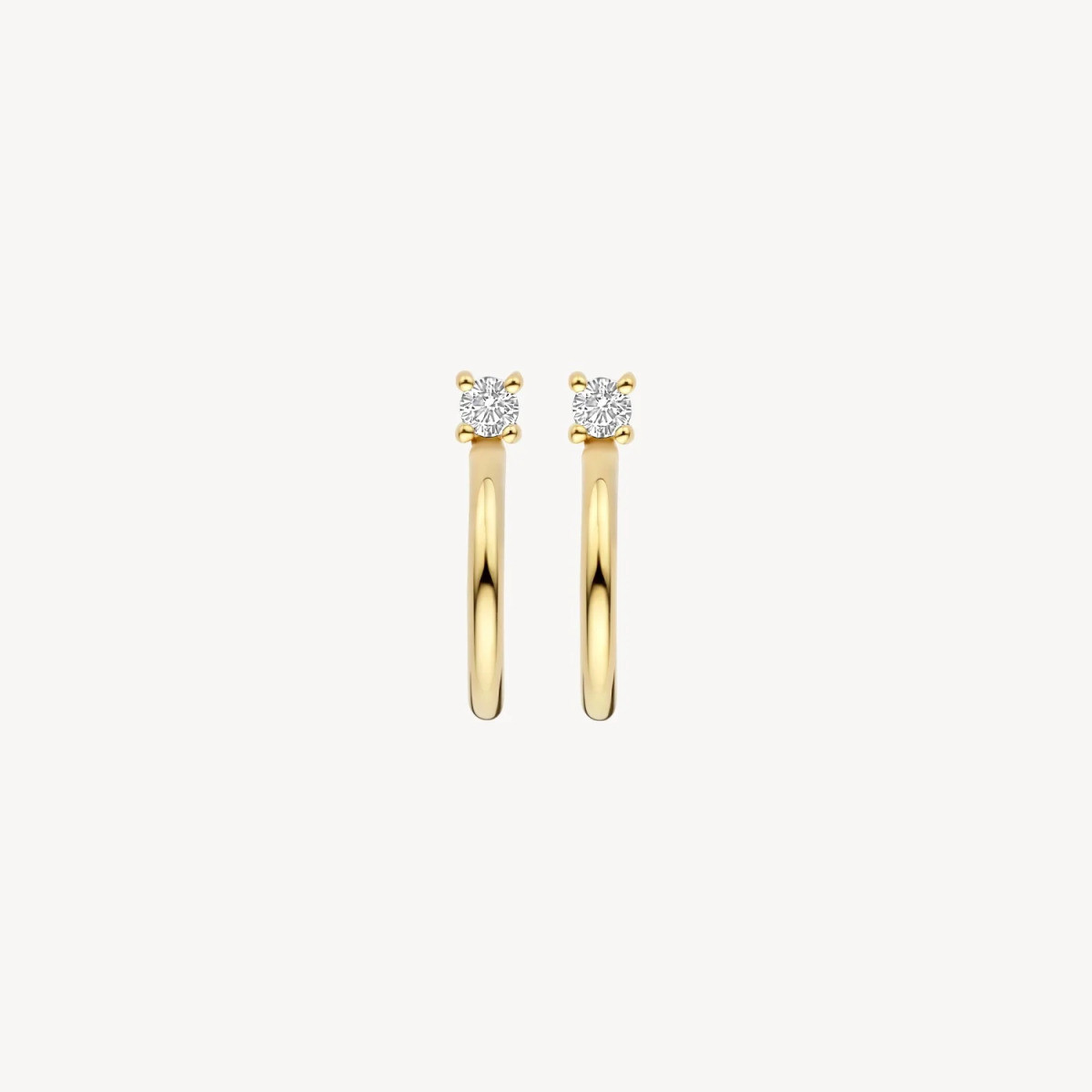Blush 7372YZI 14-karaat gouden oorringen met ronde zirkonia steen 1.5 mm breed - Hoogte 14.5 mm