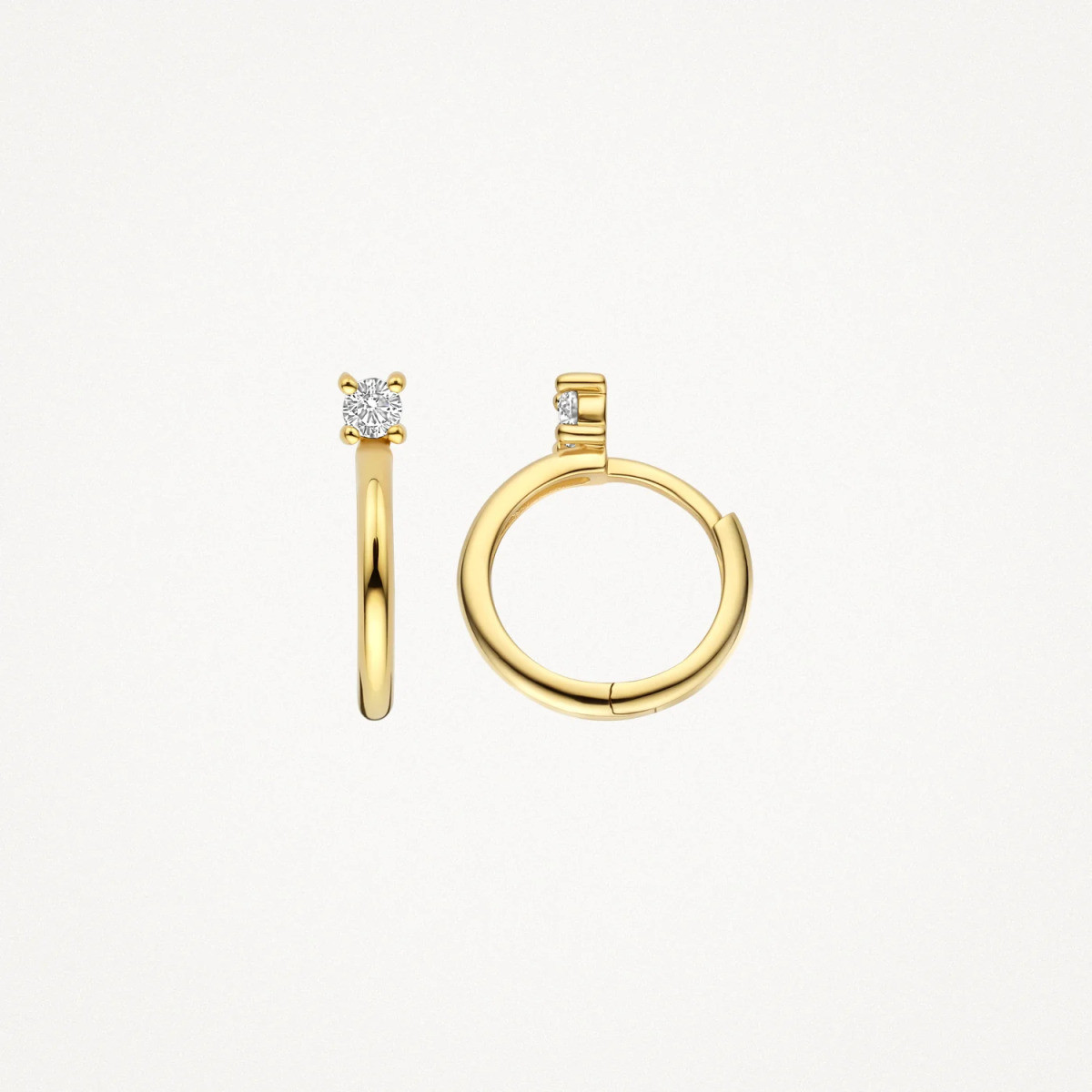Blush 7372YZI 14-karaat gouden oorringen met ronde zirkonia steen 1.5 mm breed - Hoogte 14.5 mm