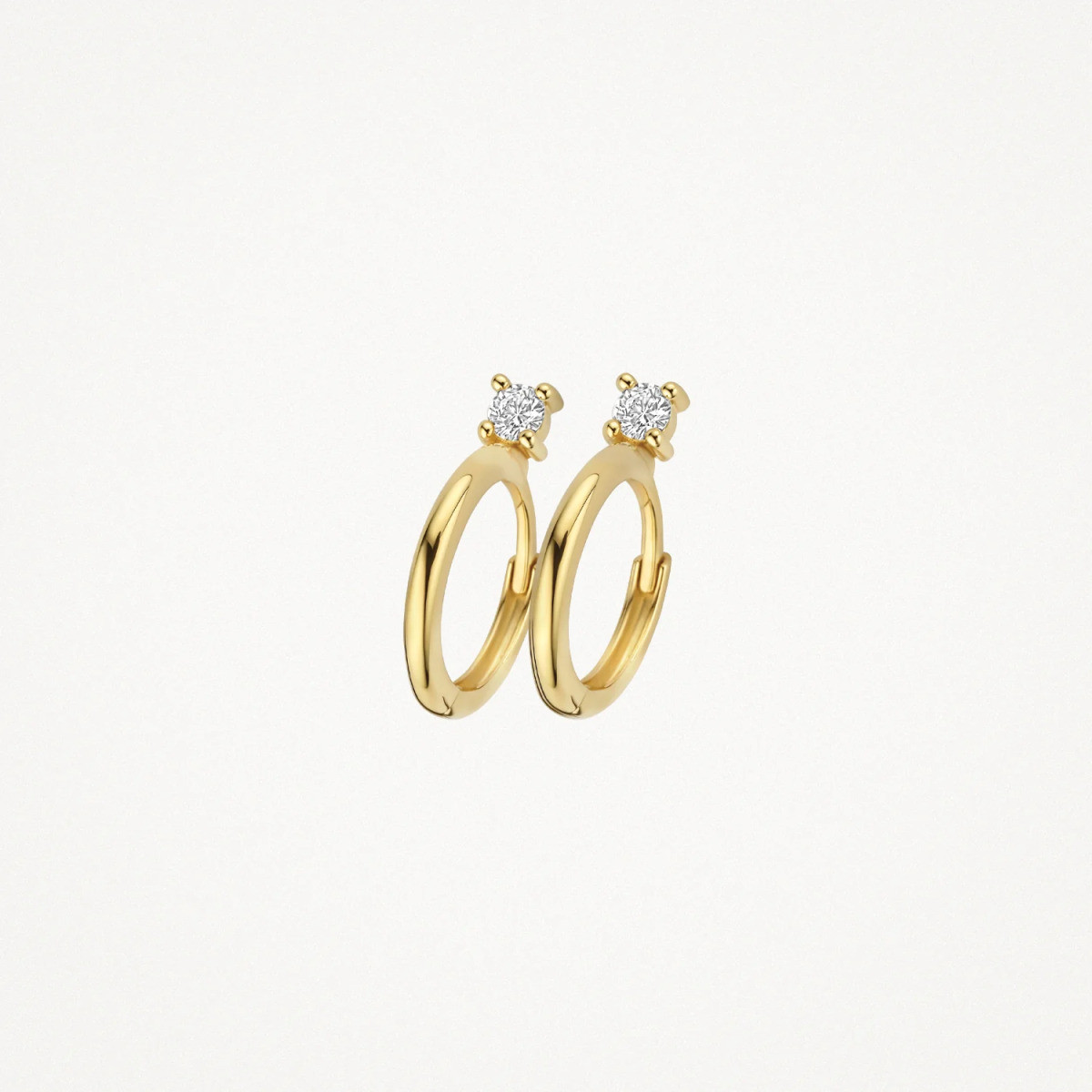 Blush 7372YZI 14-karaat gouden oorringen met ronde zirkonia steen 1.5 mm breed - Hoogte 14.5 mm