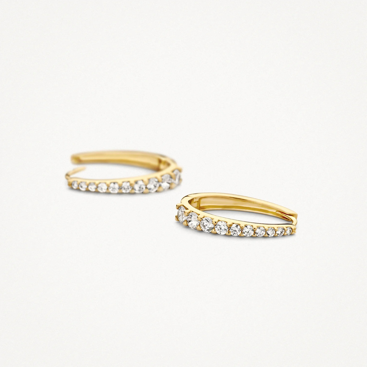 Blush 7375YZI 14-karaat gouden ovale klapoorringen met zirkonia 3 mm breed - Hoogte 20 mm