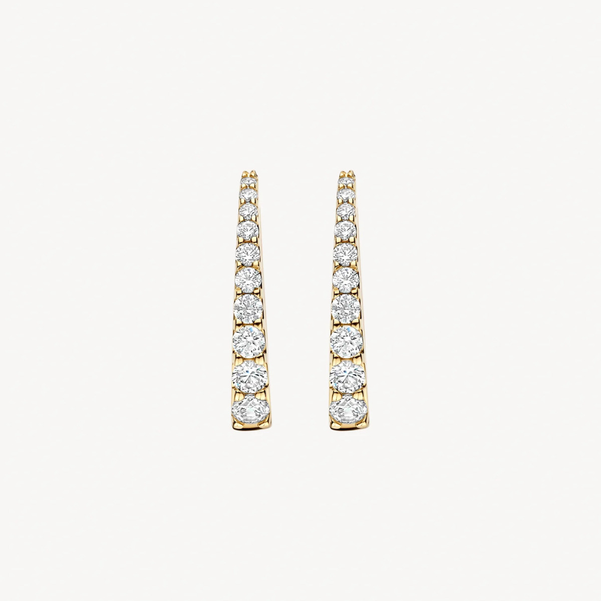 Blush 7375YZI 14-karaat gouden ovale klapoorringen met zirkonia 3 mm breed - Hoogte 20 mm