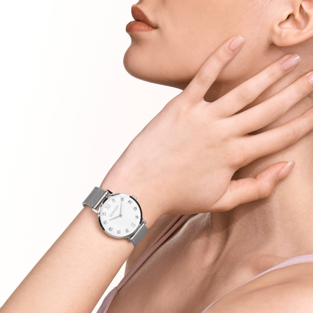 Coeur de Lion horloge 7610/70-1725 Mother-of-Pearl zilverkleurig