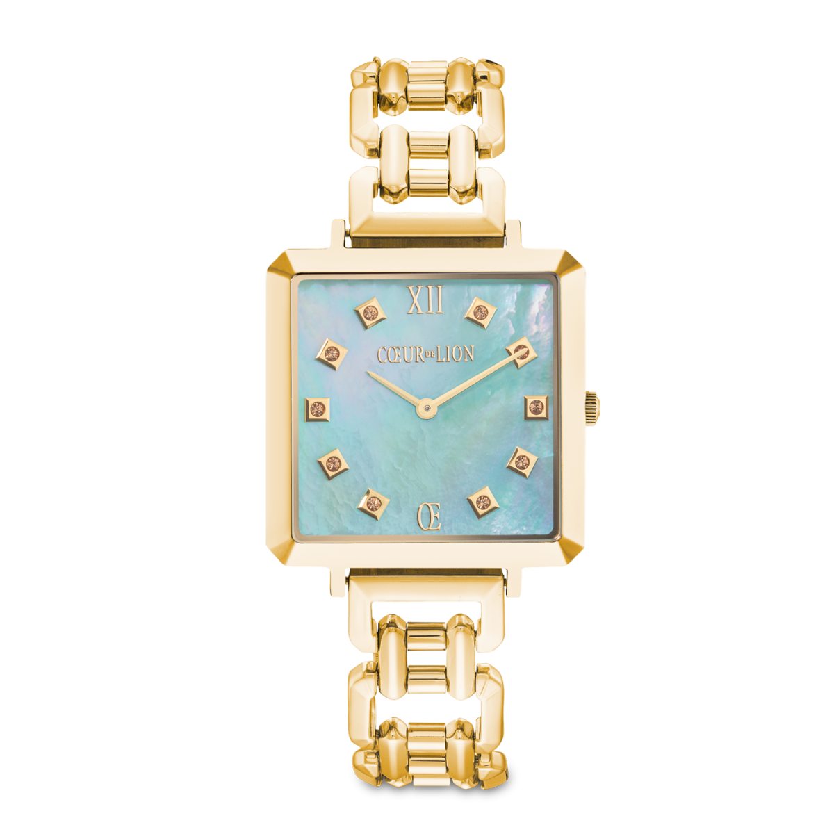 Coeur de Lion horloge Iconic Cube Ocean Vibes 7632/74-1606 goudkleurig met schakelband