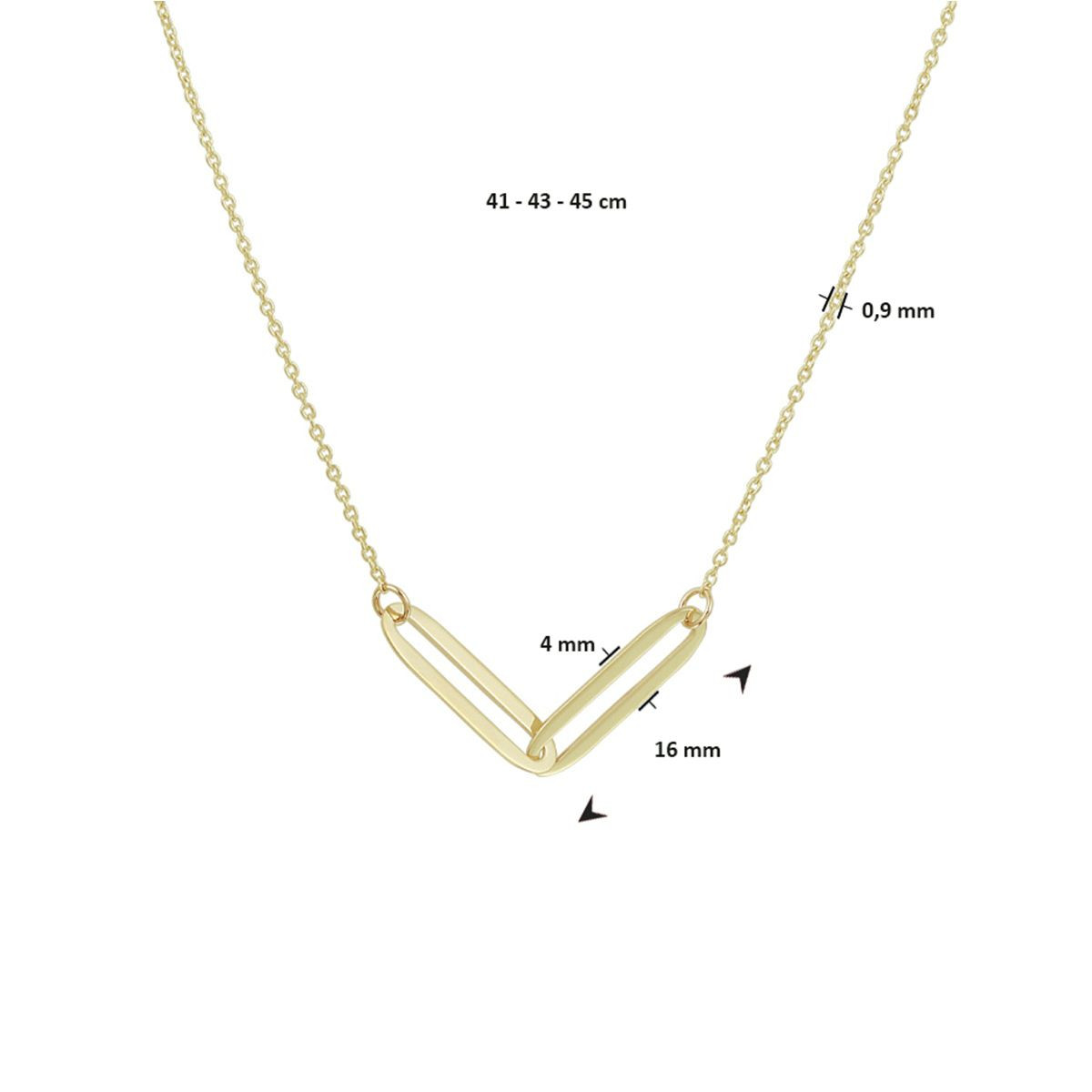 Gouden ketting met twee paperclip schakels