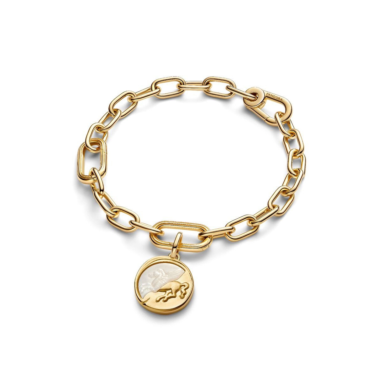 Pandora ME 764090C01 gold plated Pegasus medaillon met imitatieparel