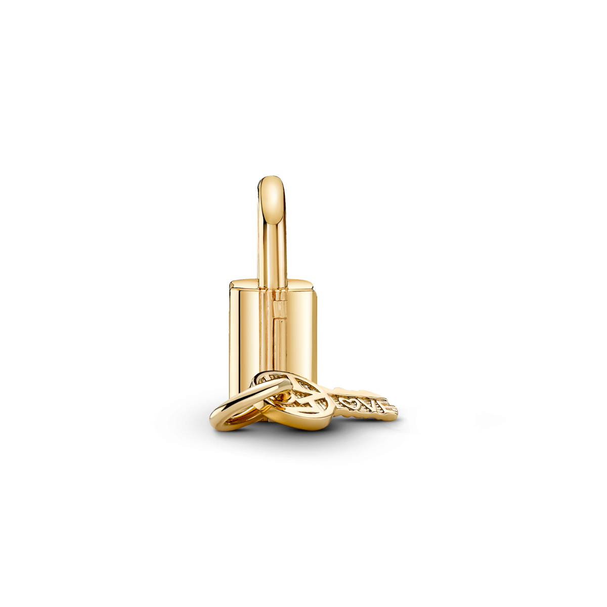 Pandora Moments 760088C01 hangende gold plated armband bedel met sleutel, slotje en zirkonia