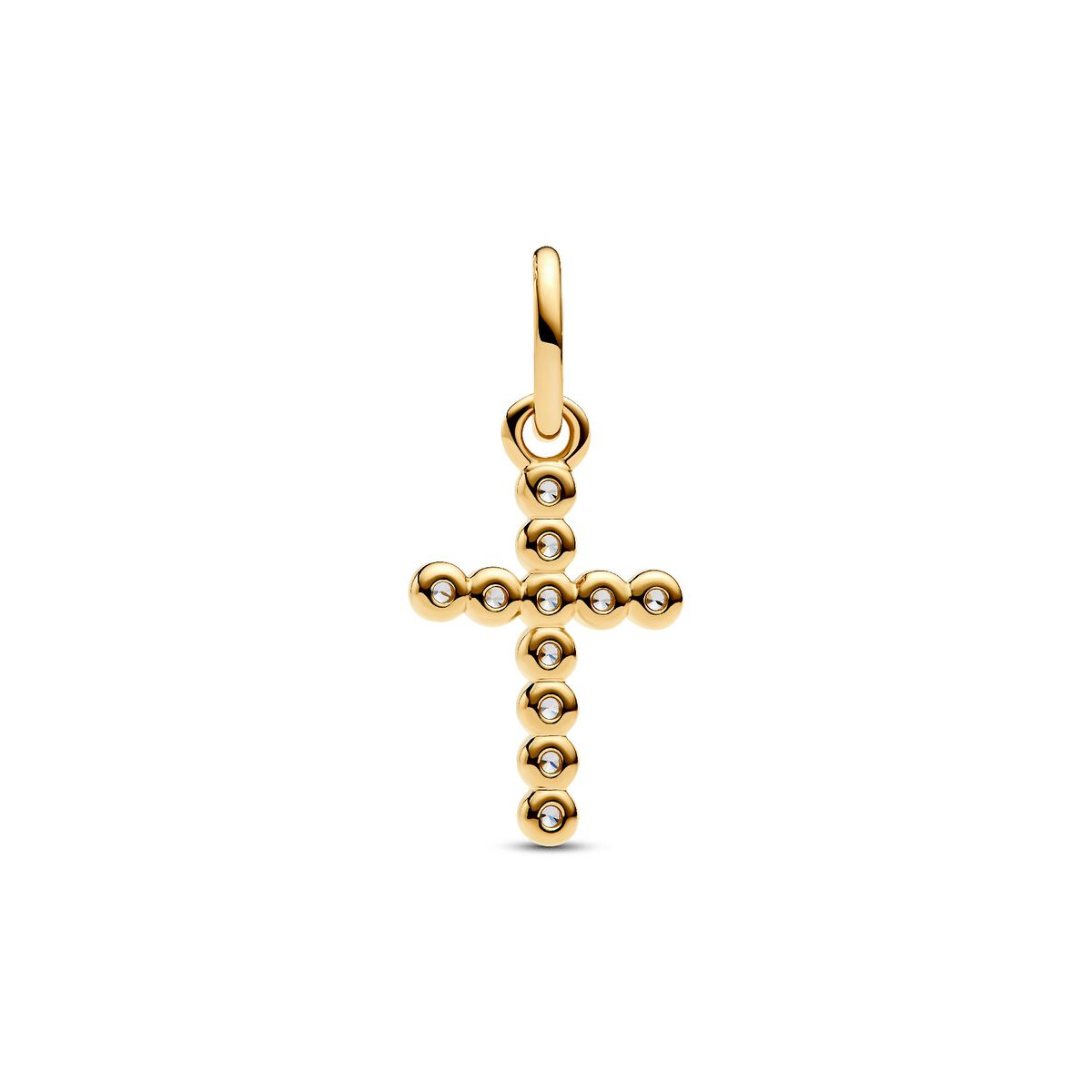 Pandora Moments 764063C01 gold plated hangende bedel met zirkonia kruis
