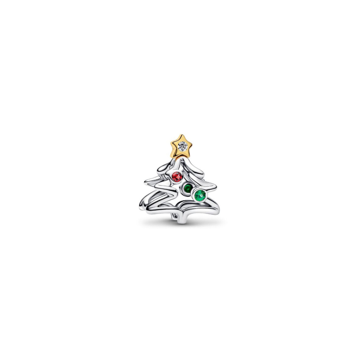Pandora Moments 764248C01 bedel met bicolor kerstboom en zirkonia