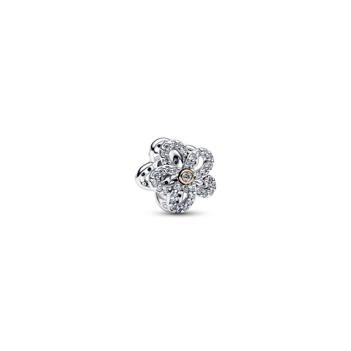 Pandora Moments 764480C01 bicolor charm met bloem en transparante zirkonia