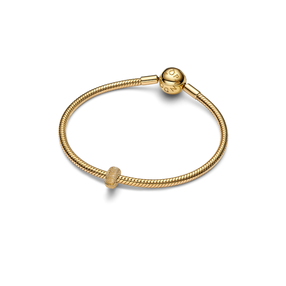 Pandora Moments 764771C00 goudkleurige mini clip spacer met getextureerd oppervlak