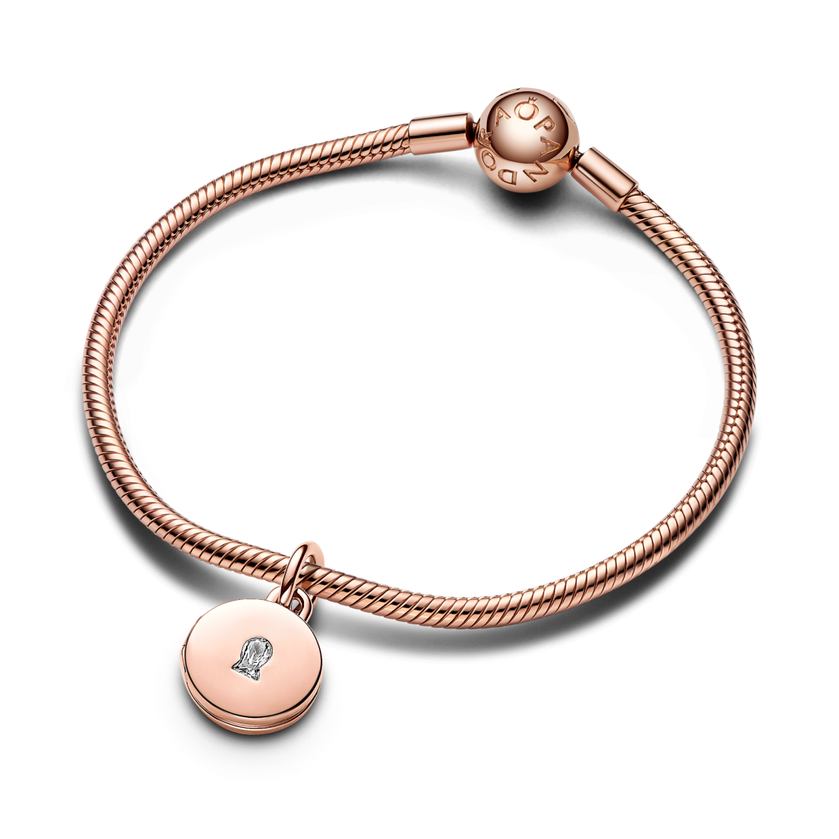 Pandora Moments 783066C01 hangende armband bedel met slotje en transparante zirkonia - graveerbaar