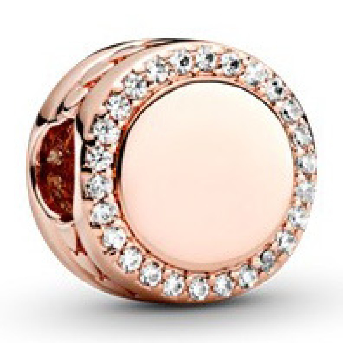 Pandora Moments 788747C01 armband roségold plated bedel met hartje en transparante zirkonia - graveerbaar