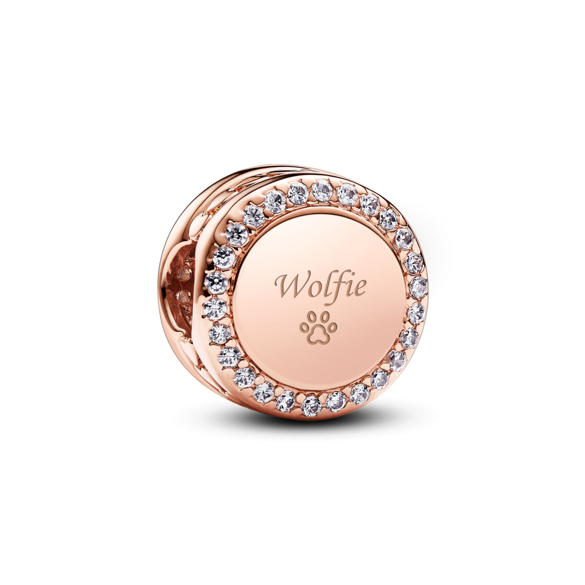 Pandora Moments 788747C01 armband roségold plated bedel met hartje en transparante zirkonia - graveerbaar